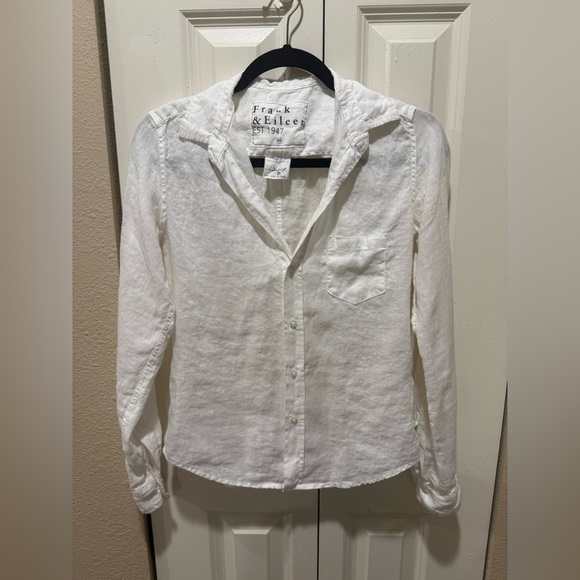 Frank & Eileen Barry Italian Linen Button Down Shirt White , size XS - Picture 6 of 12